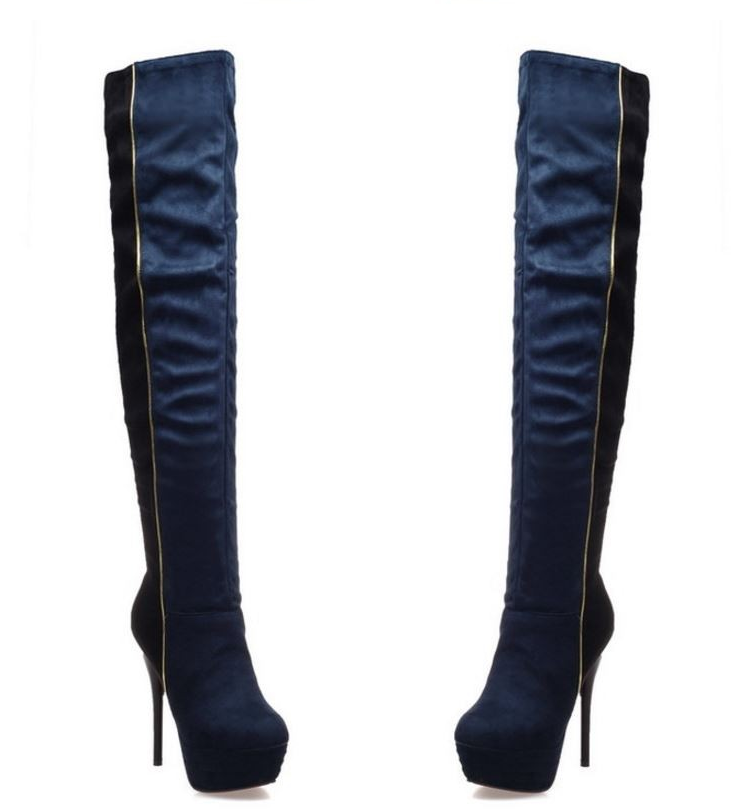 Color-Block Over-the-Knee Boots for Women