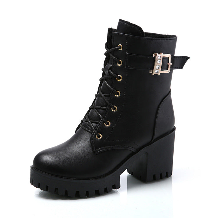 Chunky Heel Side Zipper Short Boots for Women
