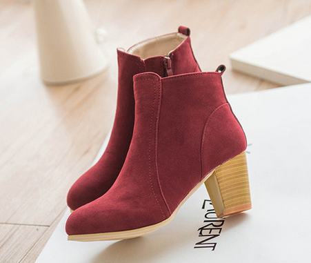 English Stylish Chunky Heel Ankle Boots for Women