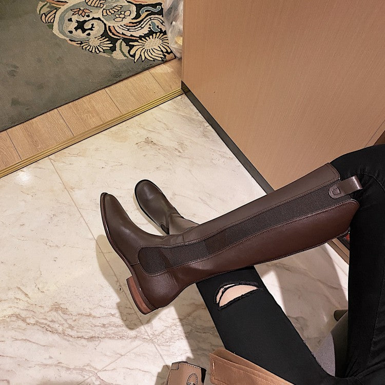 Retro High-Cut Leather Knight Boots for Women