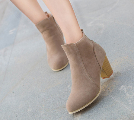English Stylish Chunky Heel Ankle Boots for Women