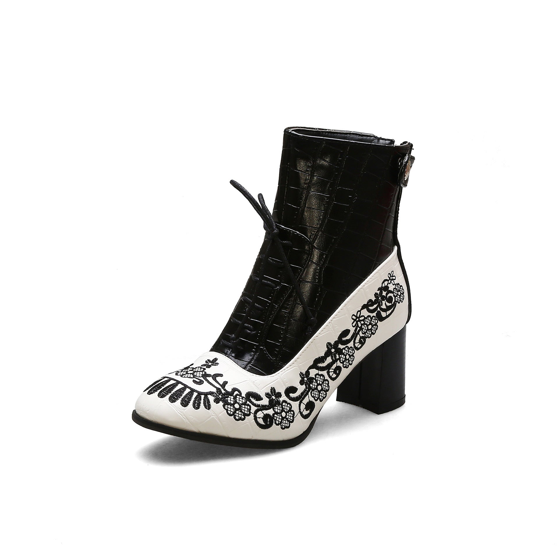 Embroidered Ankle Boots for Women in Plus Sizes