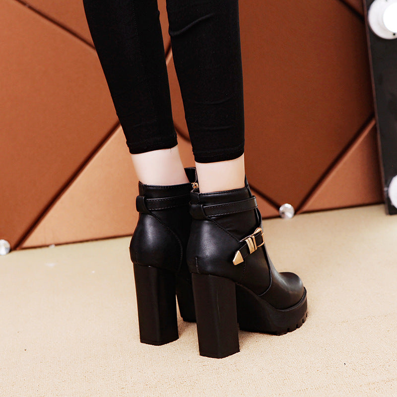 Winter High Heeled Suede Martin Boots for Women
