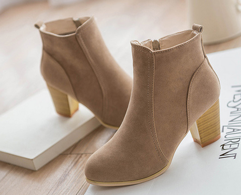 English Stylish Chunky Heel Ankle Boots for Women