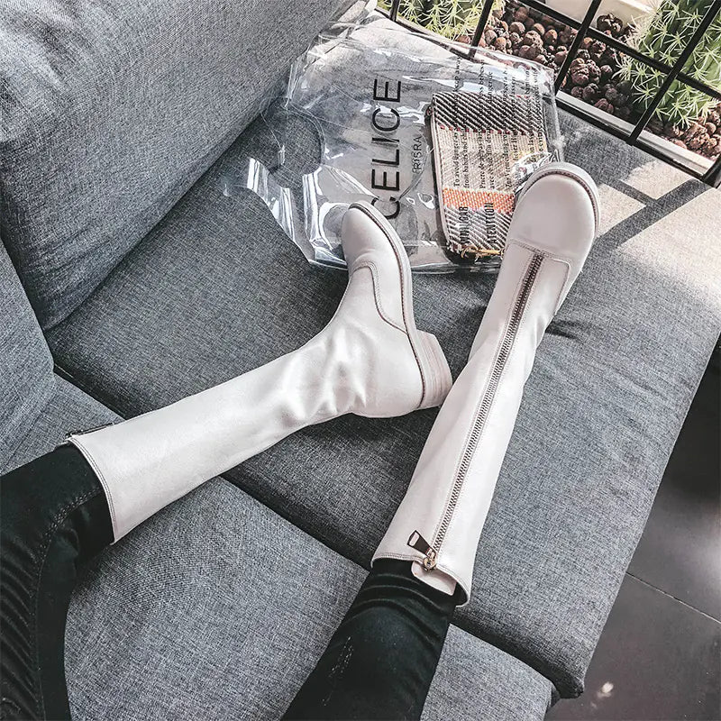 Versatile Chunky Heel Mid-Calf Boots for Women