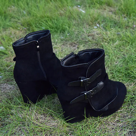 Wedge Heel Platform Booties for Women - Winter Style