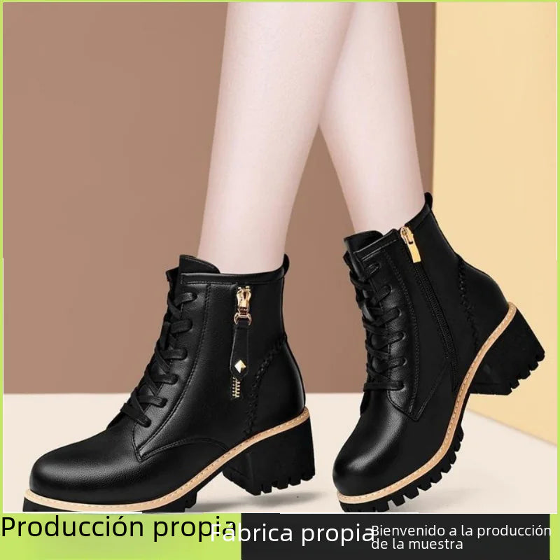 New Thick-Soled Mid-Calf Boots for Women