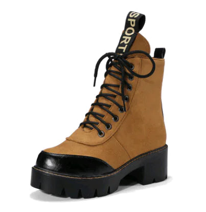 Fashionable Lace-Up Flat Ankle Boots for Women