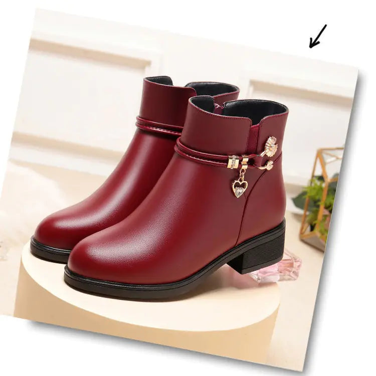 Warm Plush Leather Ankle Boots for Women (Wholesale)