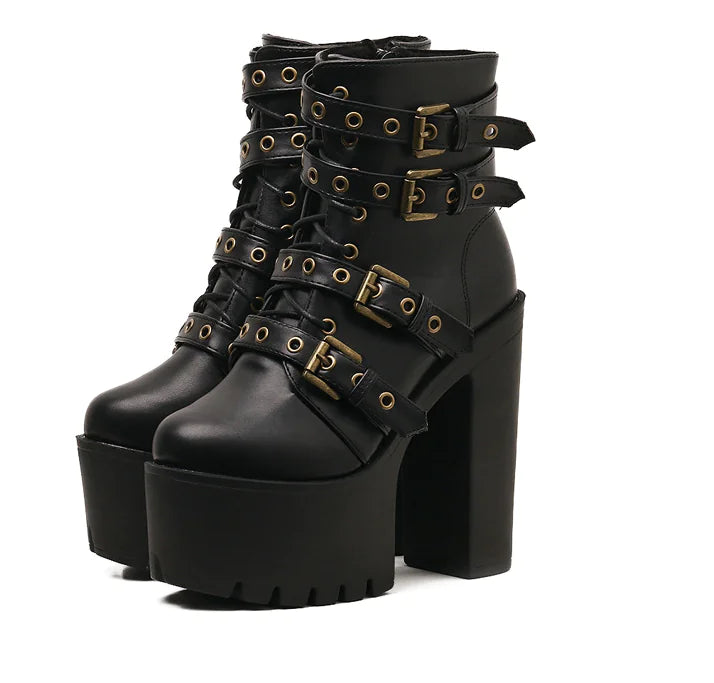High Heel Ankle Boots with Studs for Women