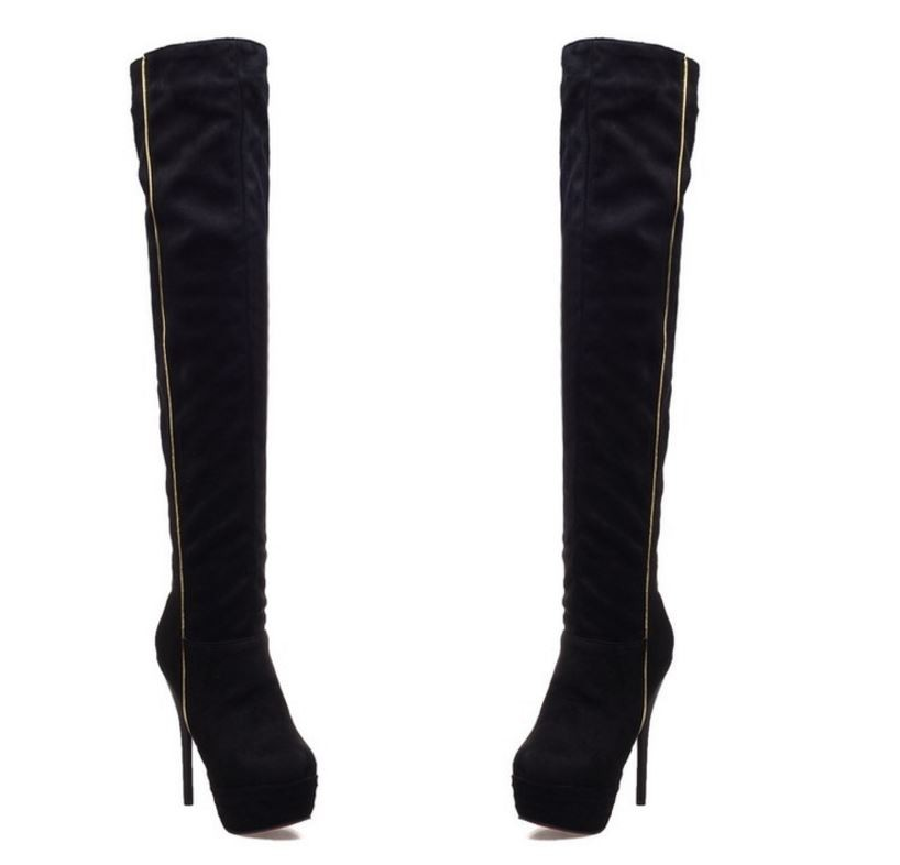 Color-Block Over-the-Knee Boots for Women