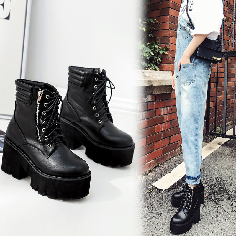 Fashionable Sexy Chunky Heel Martin Boots for Women