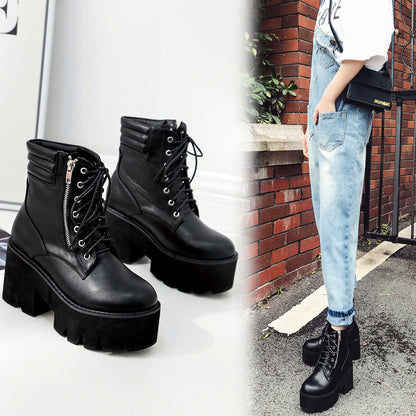 Fashionable Sexy Chunky Heel Martin Boots for Women