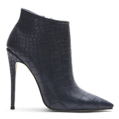Retro Stone Pattern Pointed Ankle Boots for Women