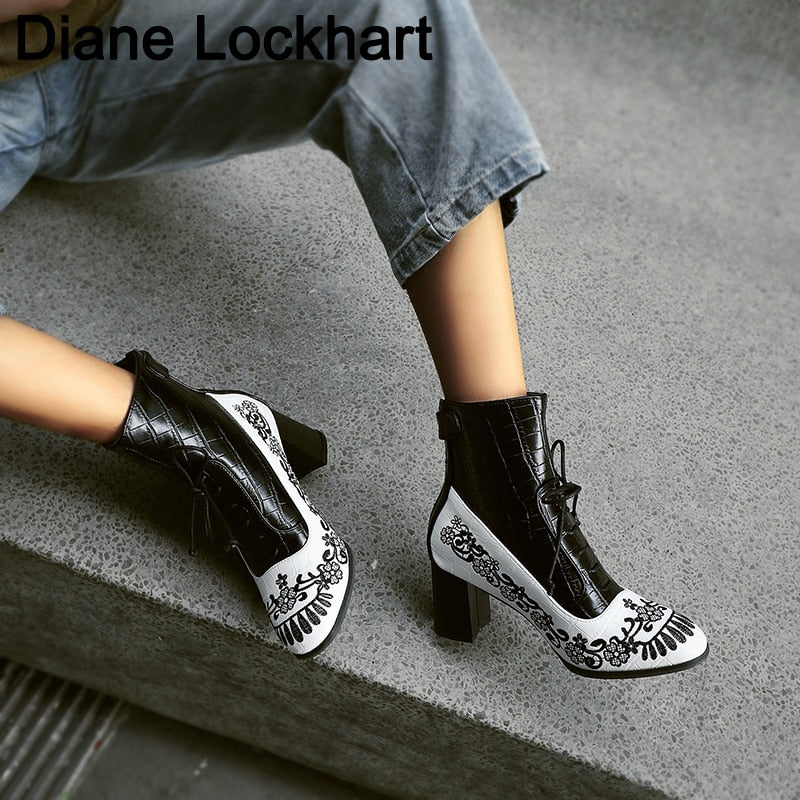 Embroidered Ankle Boots for Women in Plus Sizes