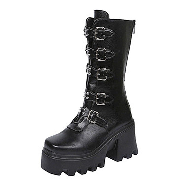 Medium Tube Thick-soled Martin Boots for Women