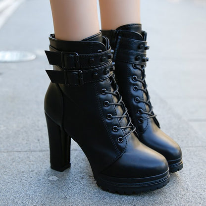 Fashionable Waterproof High Heel Short Boots for Women