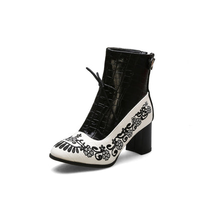 Embroidered Ankle Boots for Women in Plus Sizes