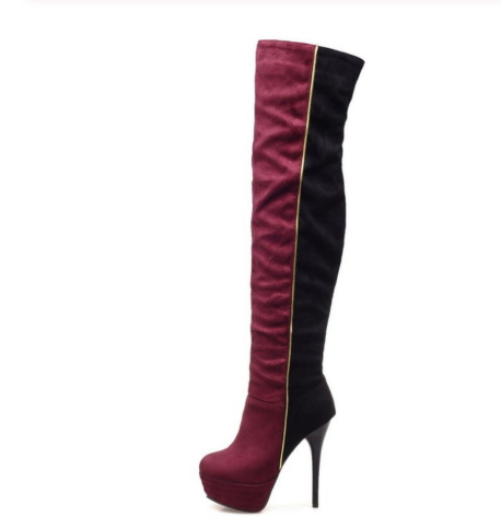 Color-Block Over-the-Knee Boots for Women