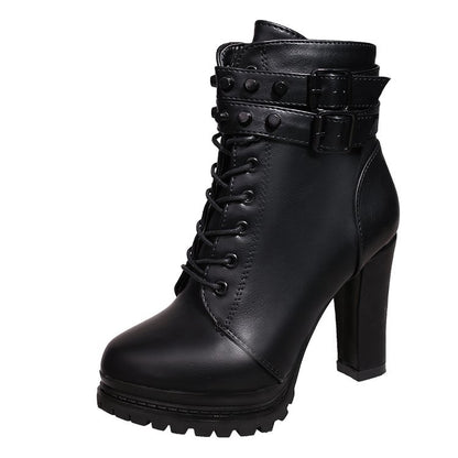 Fashionable Waterproof High Heel Short Boots for Women