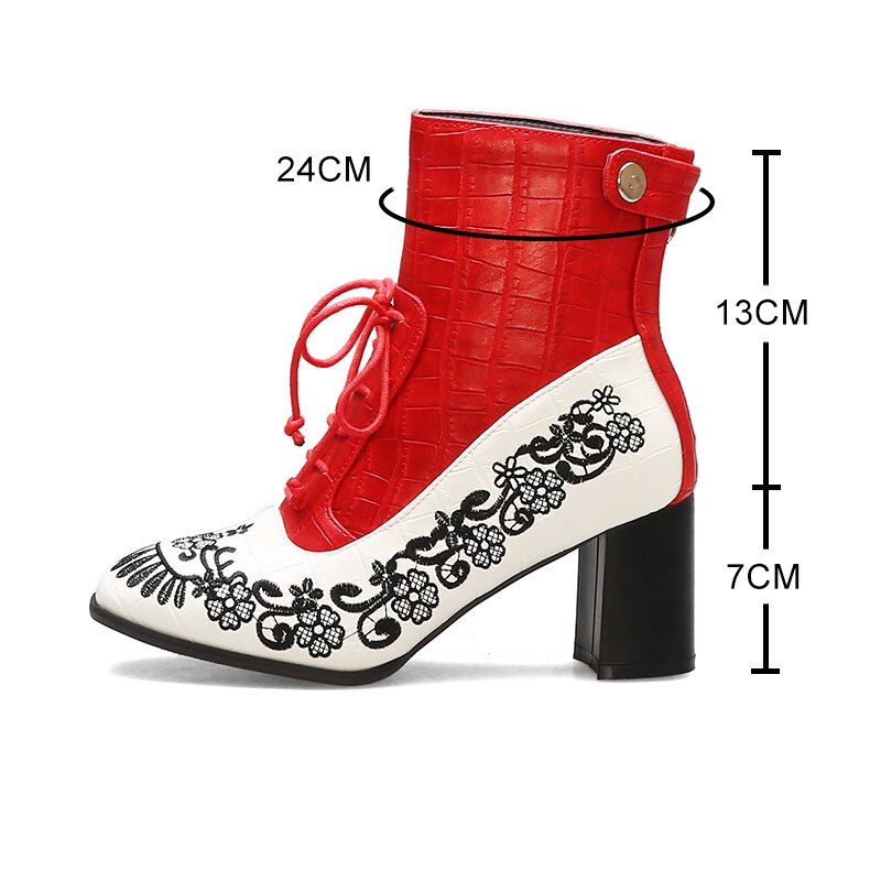 Embroidered Ankle Boots for Women in Plus Sizes