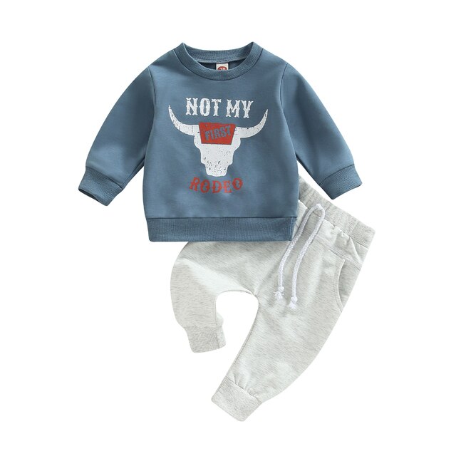 Cow Head Print Baby Boy Clothes Set