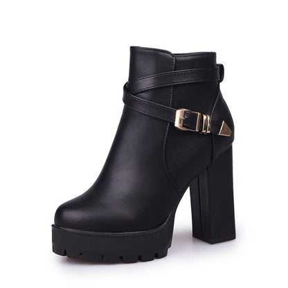 Winter High Heeled Suede Martin Boots for Women