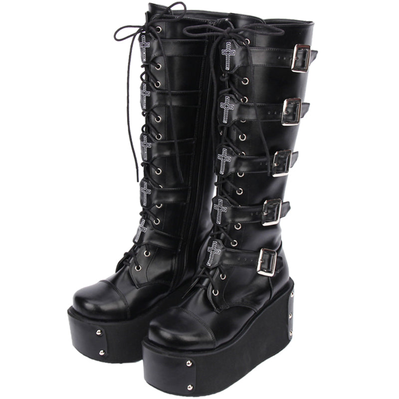 PUNK High-Top Platform Boots for Women 7008