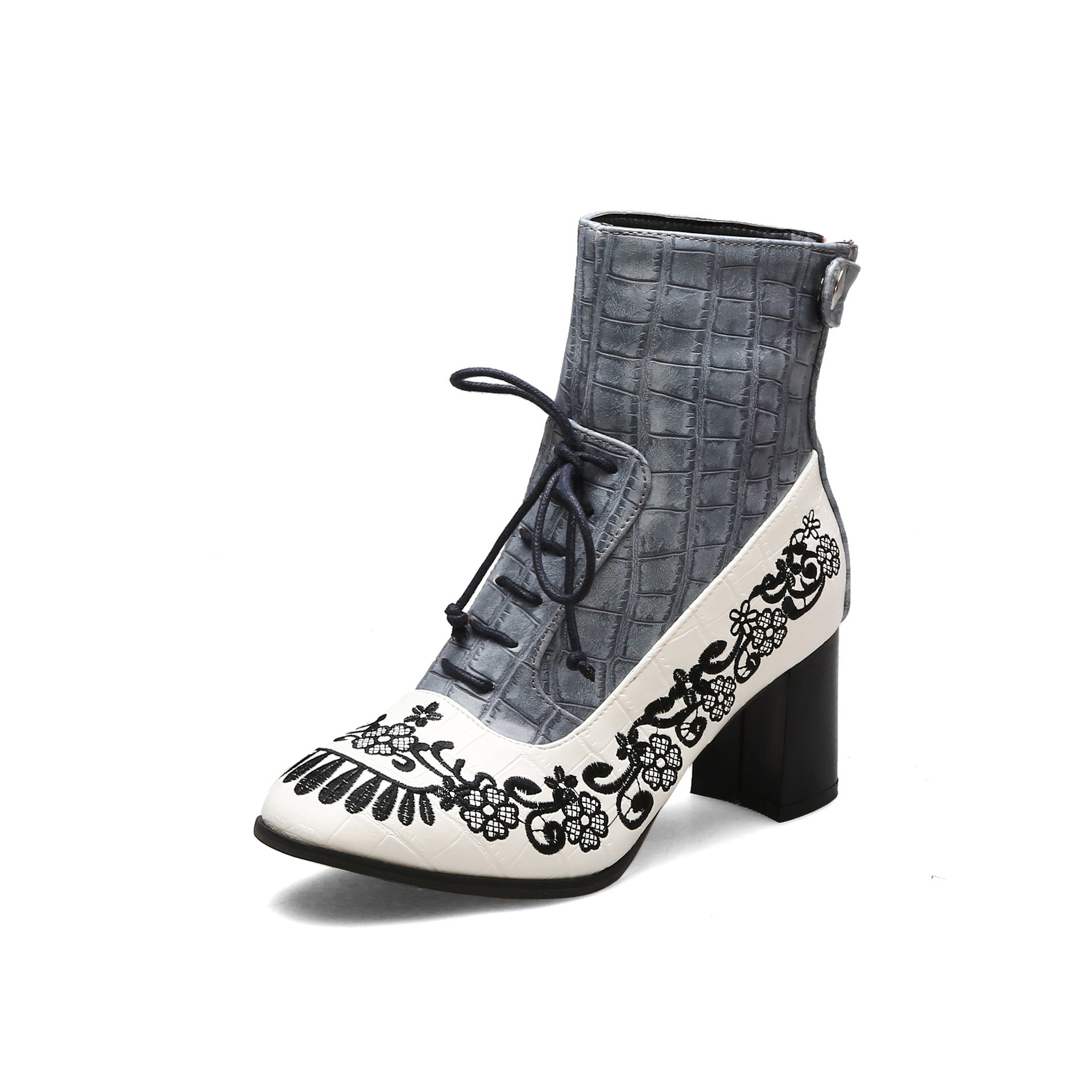 Embroidered Ankle Boots for Women in Plus Sizes