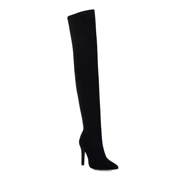 Vintage Over Knee High Heel Pointed Toe Boots for Women