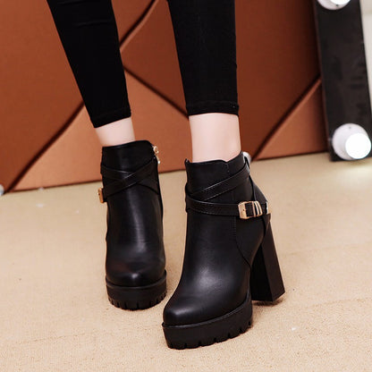 Winter High Heeled Suede Martin Boots for Women