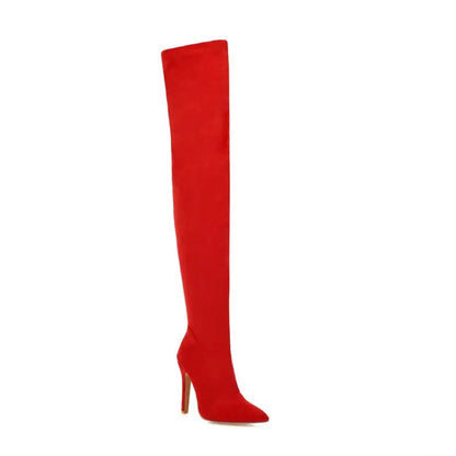 Vintage Over Knee High Heel Pointed Toe Boots for Women