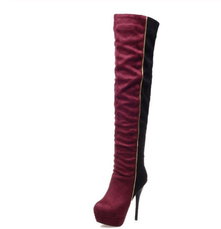 Color-Block Over-the-Knee Boots for Women