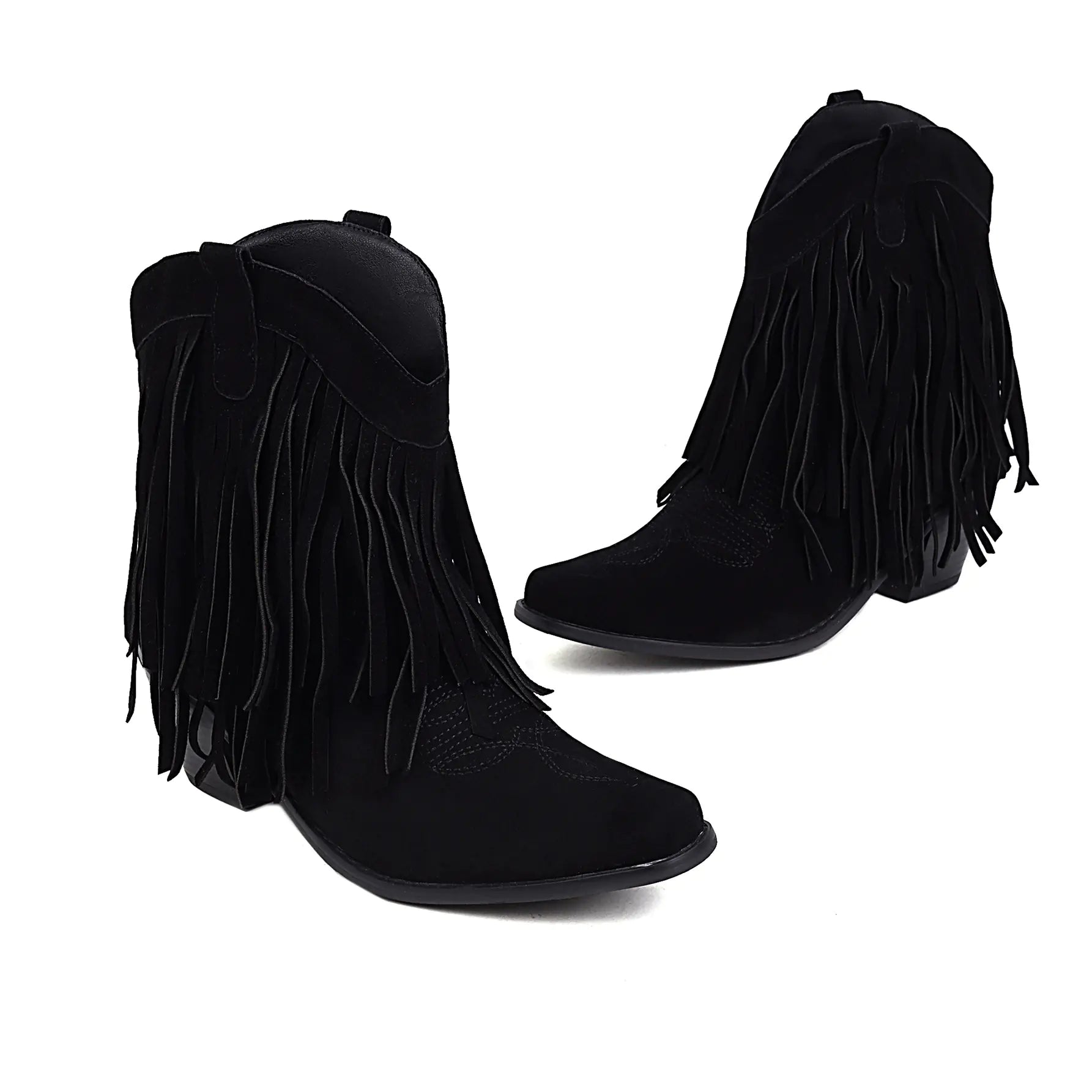 Fashionable Suede Ankle Boots with Fringe for Women