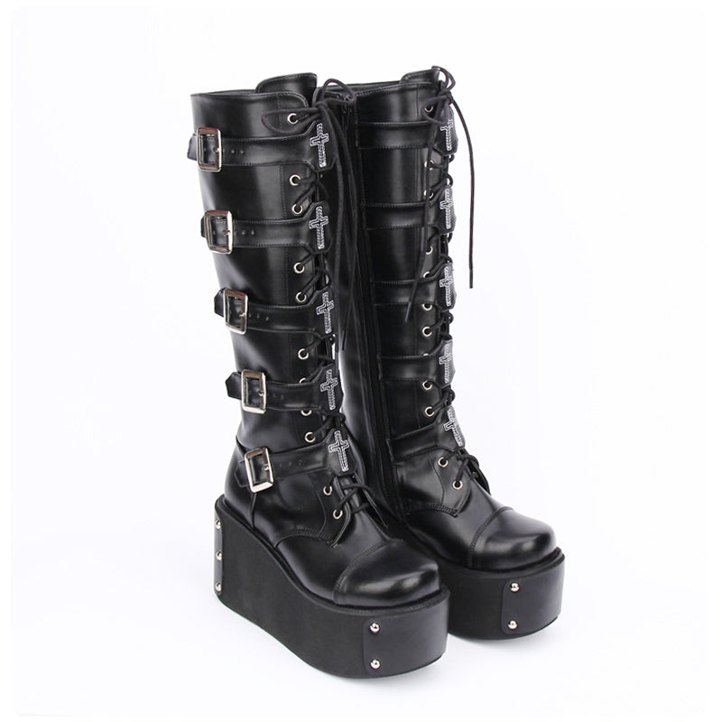PUNK High-Top Platform Boots for Women 7008