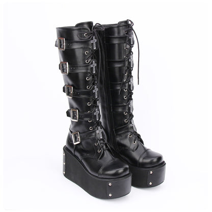 PUNK High-Top Platform Boots for Women 7008