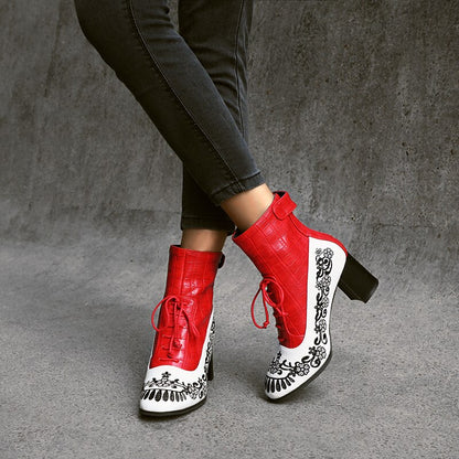 Embroidered Ankle Boots for Women in Plus Sizes