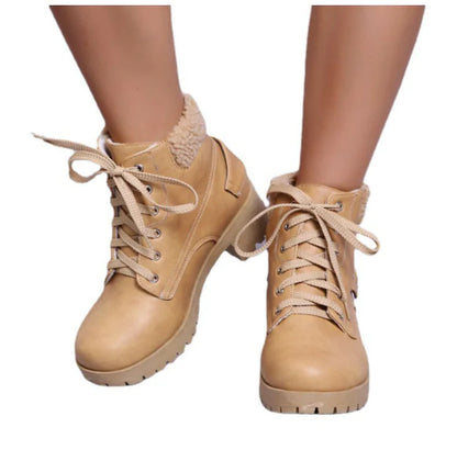 Mid-Calf Chunky Heel Snow Boots for Women