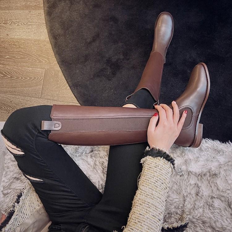 Retro High-Cut Leather Knight Boots for Women