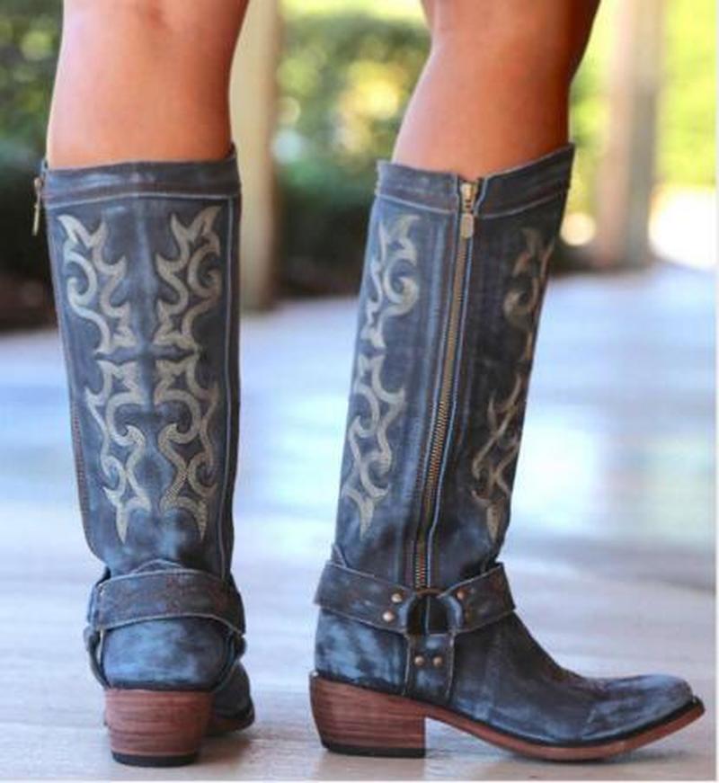 2026 New Embroidered Mid-Calf Boots for Women