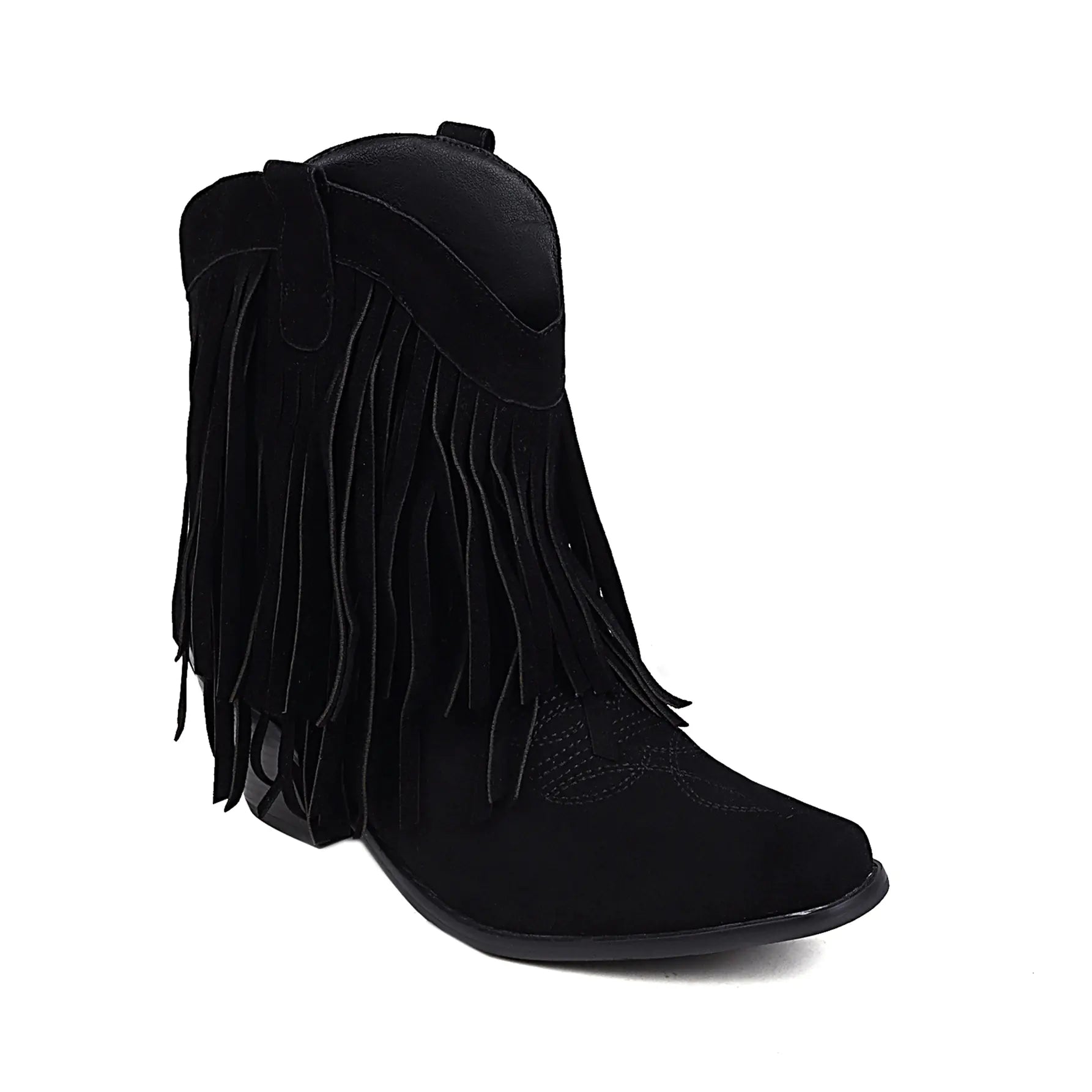 Fashionable Suede Ankle Boots with Fringe for Women