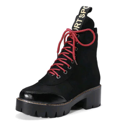 Fashionable Lace-Up Flat Ankle Boots for Women