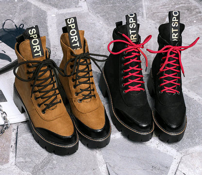 Fashionable Lace-Up Flat Ankle Boots for Women