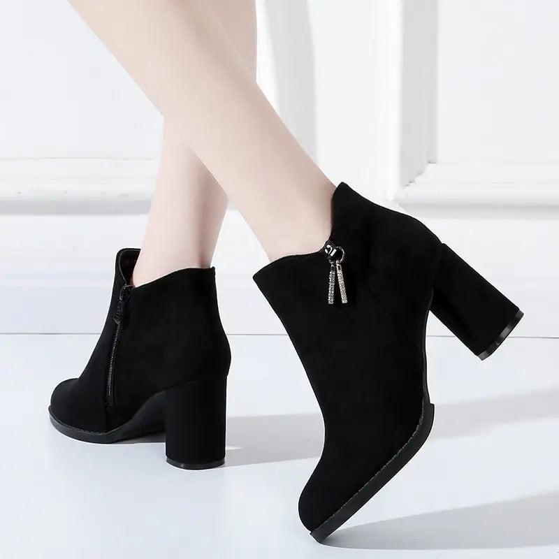 Elegant Suede Ankle Boots for Women - Winter 2022