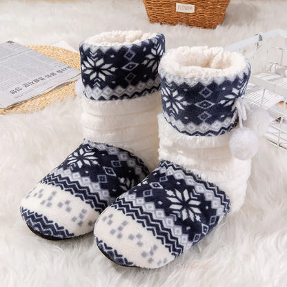 2018 Winter Floral Long Cotton Boots for Women
