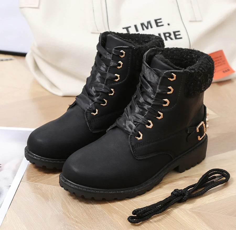 Mid-Calf Chunky Heel Snow Boots for Women