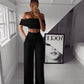 Cropped Top + Long Trousers Set