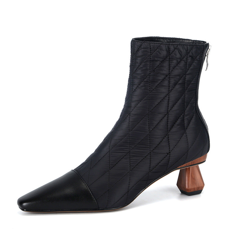 2020 Fashionable Color-Block Pointed Ankle Boots