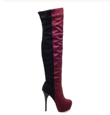 Color-Block Over-the-Knee Boots for Women