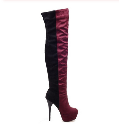 Color-Block Over-the-Knee Boots for Women